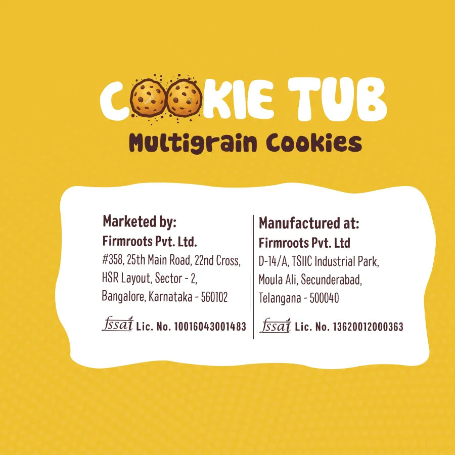 Cookies | Multigrain (Cookie Tub) - Made With Organic Jaggery – No Maida, No Added Sugar, Rich In Protein, Calcium & Iron - Timios - 150gm