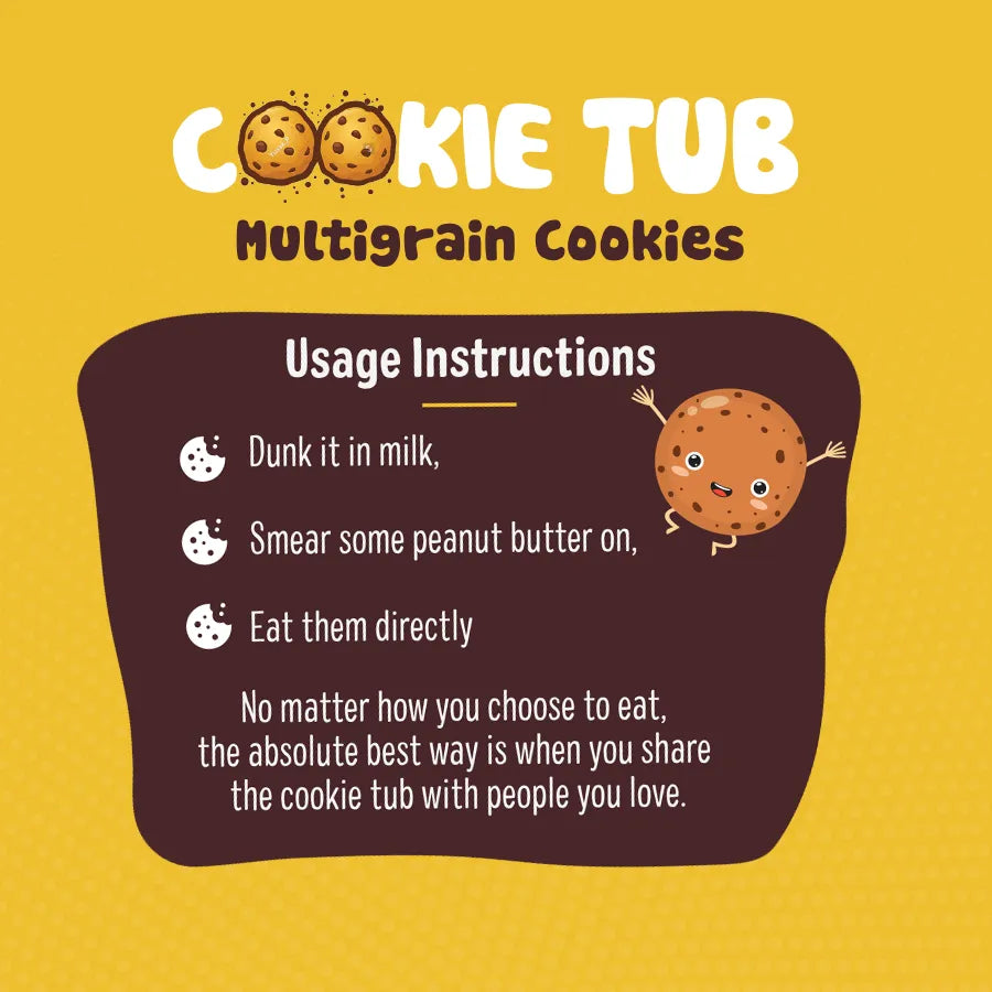 Cookies | Multigrain (Cookie Tub) - Made With Organic Jaggery – No Maida, No Added Sugar, Rich In Protein, Calcium & Iron - Timios - 150gm