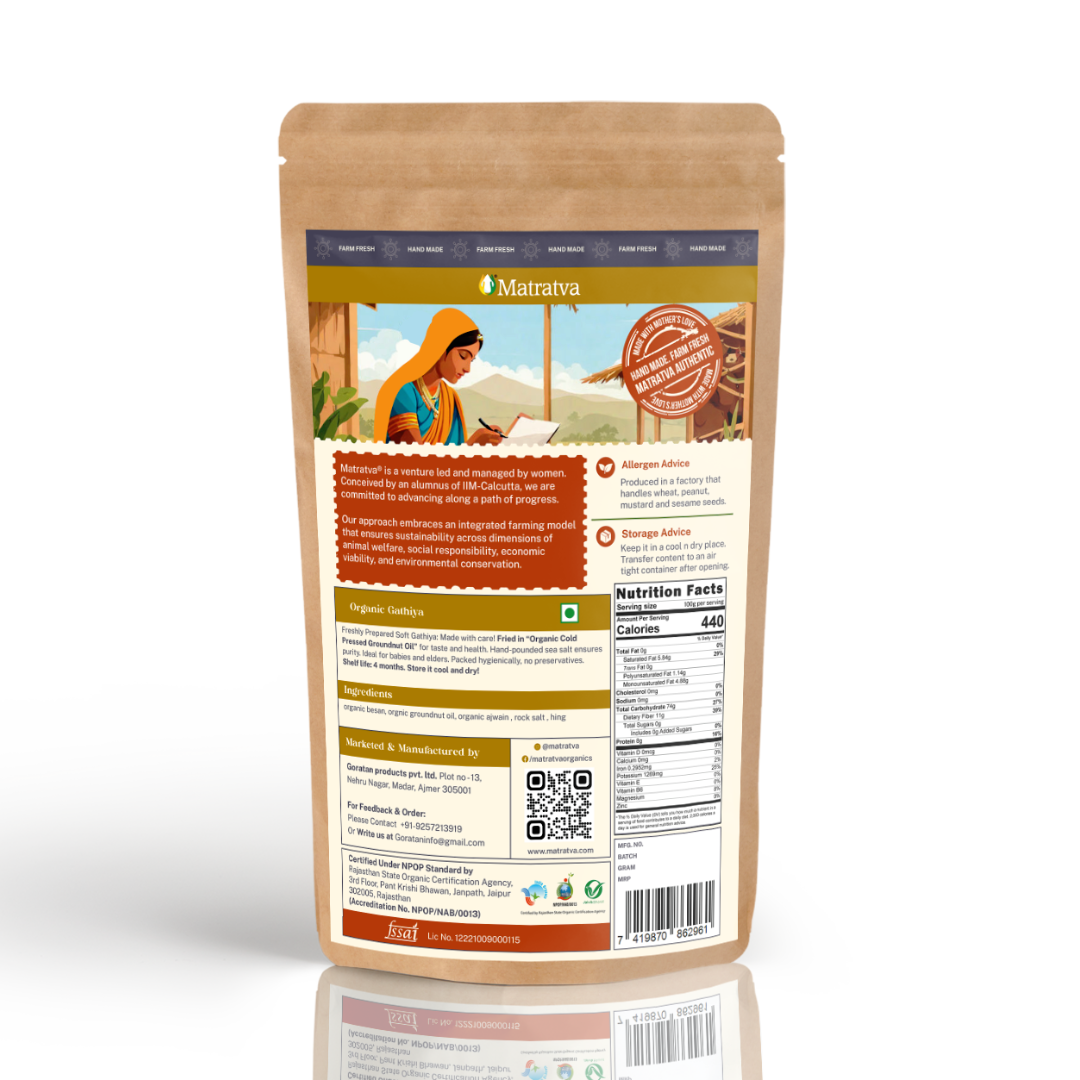 Gathiya | Organic – No Colour, No Soda & Preservatives Free - Matratva - 250gm