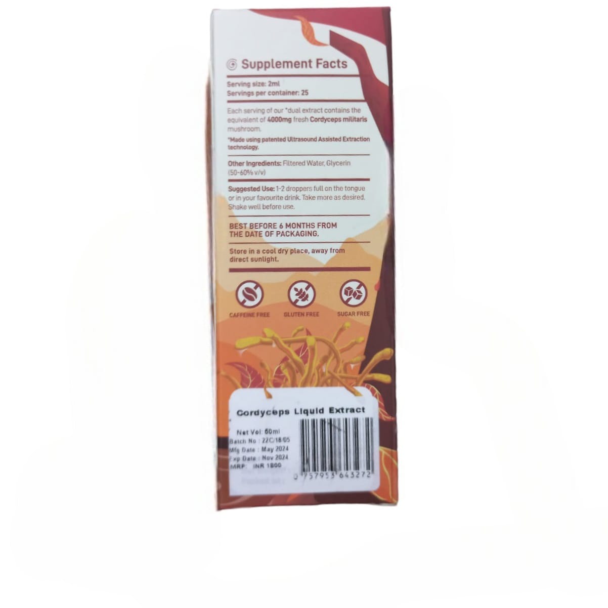 Liquid Extract | Cordyceps Mushroom Liquid Extract - Energizing & Uplifting - 1:5 Dual Extract – Vegan, Gluten Free, Caffeine Free, Sugar Free & Non GMO – nuvedo – (25 Servings) – 50ml