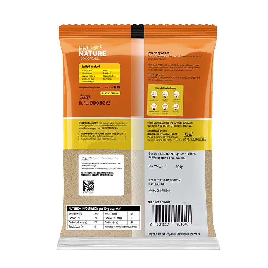 Coriander Powder - Pro Nature - 100gm