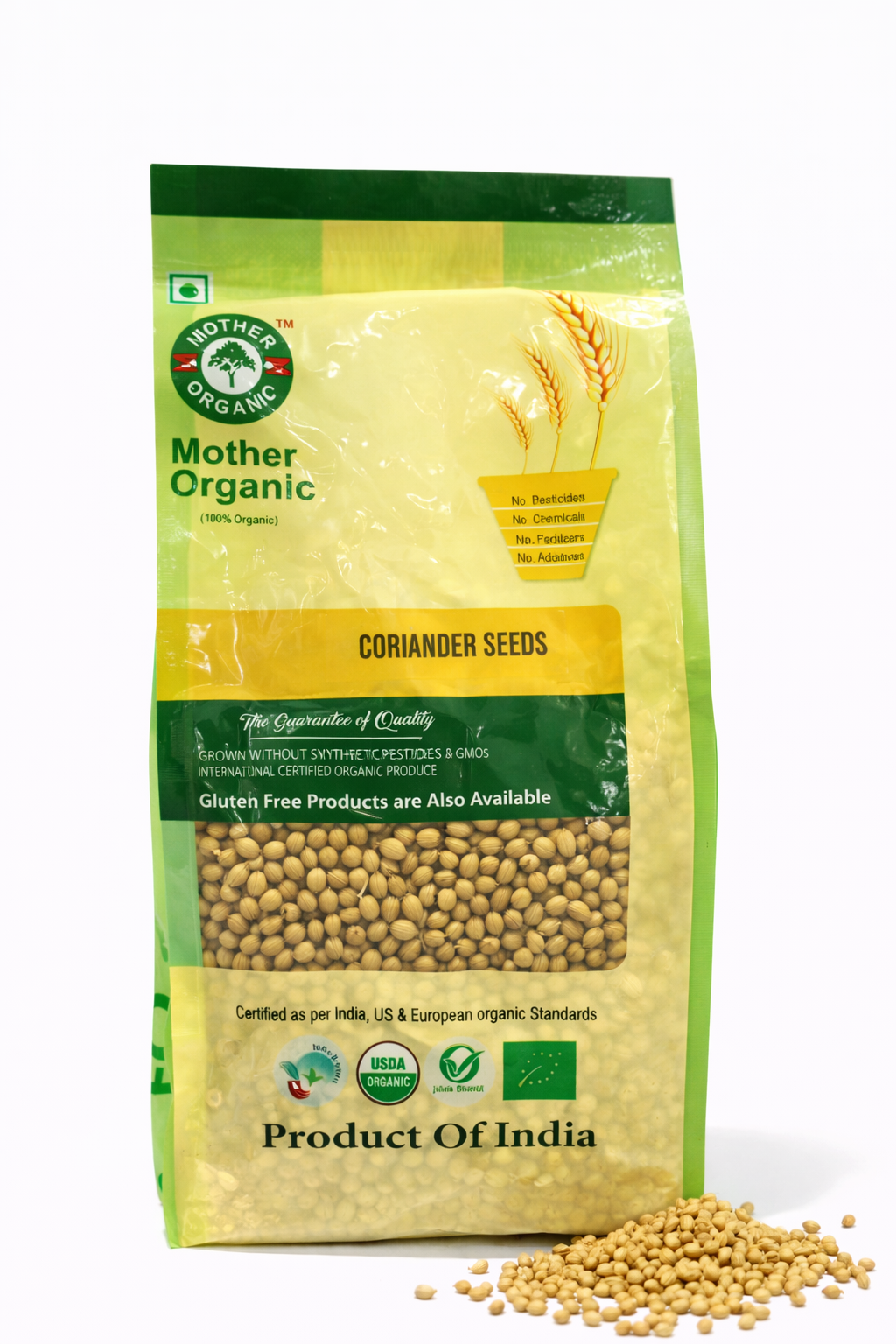 Coriander Seeds – No Pesticides, No Chemicals, No Fertilzers, No Additives Mother Organic – 100gm