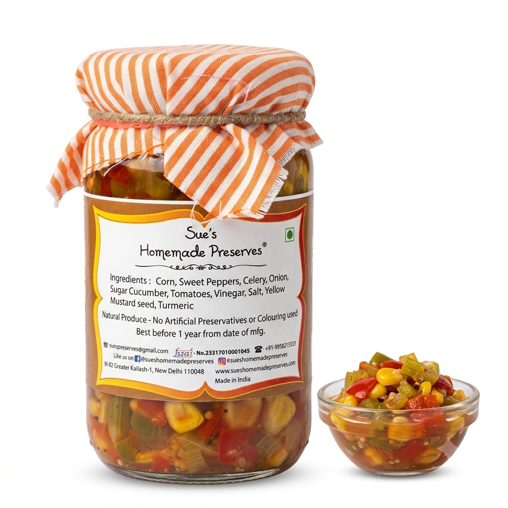 Relish | Corn & Sweet Pepper Relish -No Artificial Preservatives or Colouring - Sue&