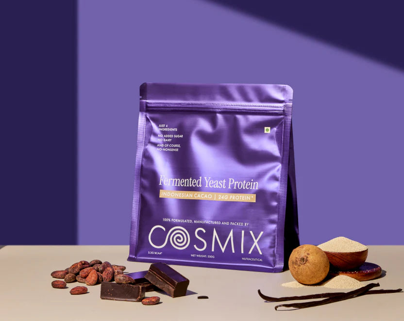 Protein Powder | Indonesian Cacao (24g Protein Per Serving) - Fermented Yeast Protein – No Nonsense – No Added Sugar, No Added Sugar & No Added Artificial Flavours – Cosmix – 500gm