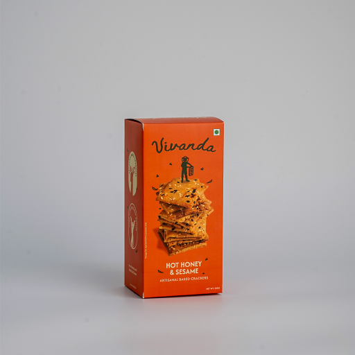 Crackers | Hot Honey & Sesame Crackers-Sweet-Spicy Crunch , Baked Cracker -No Preservatives– Vivanda– 125gm