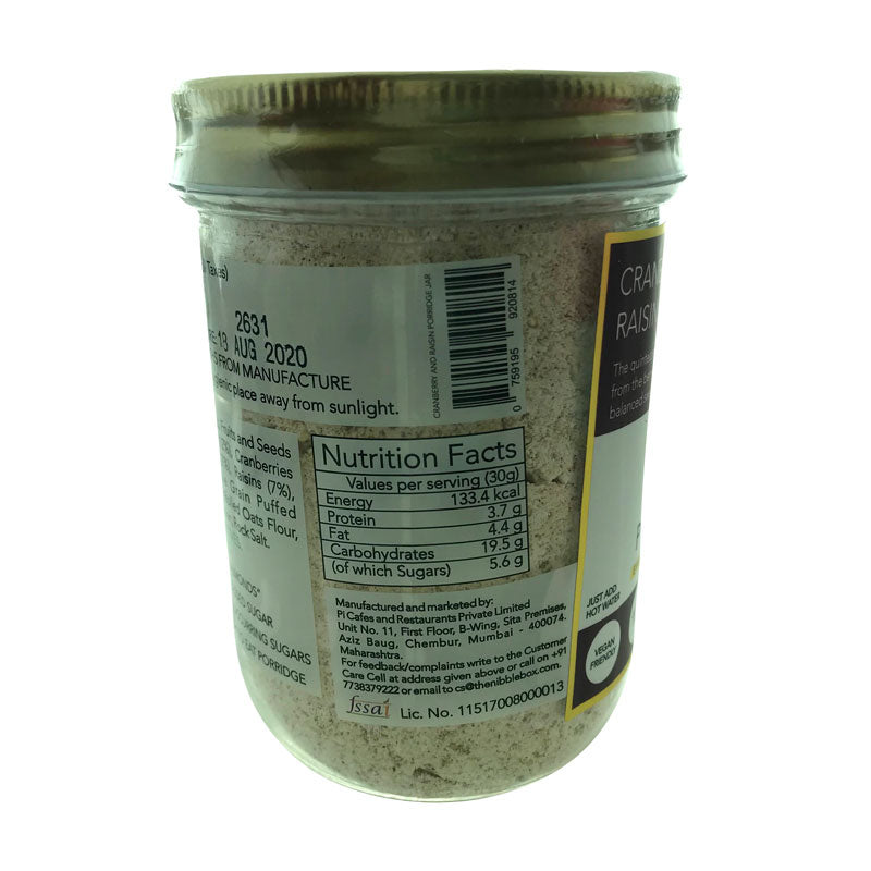 Cranberry And Raisin Porridge – Vegan, Gluten Free & Zero Processed Sugar - The Nibble Box – 200gm