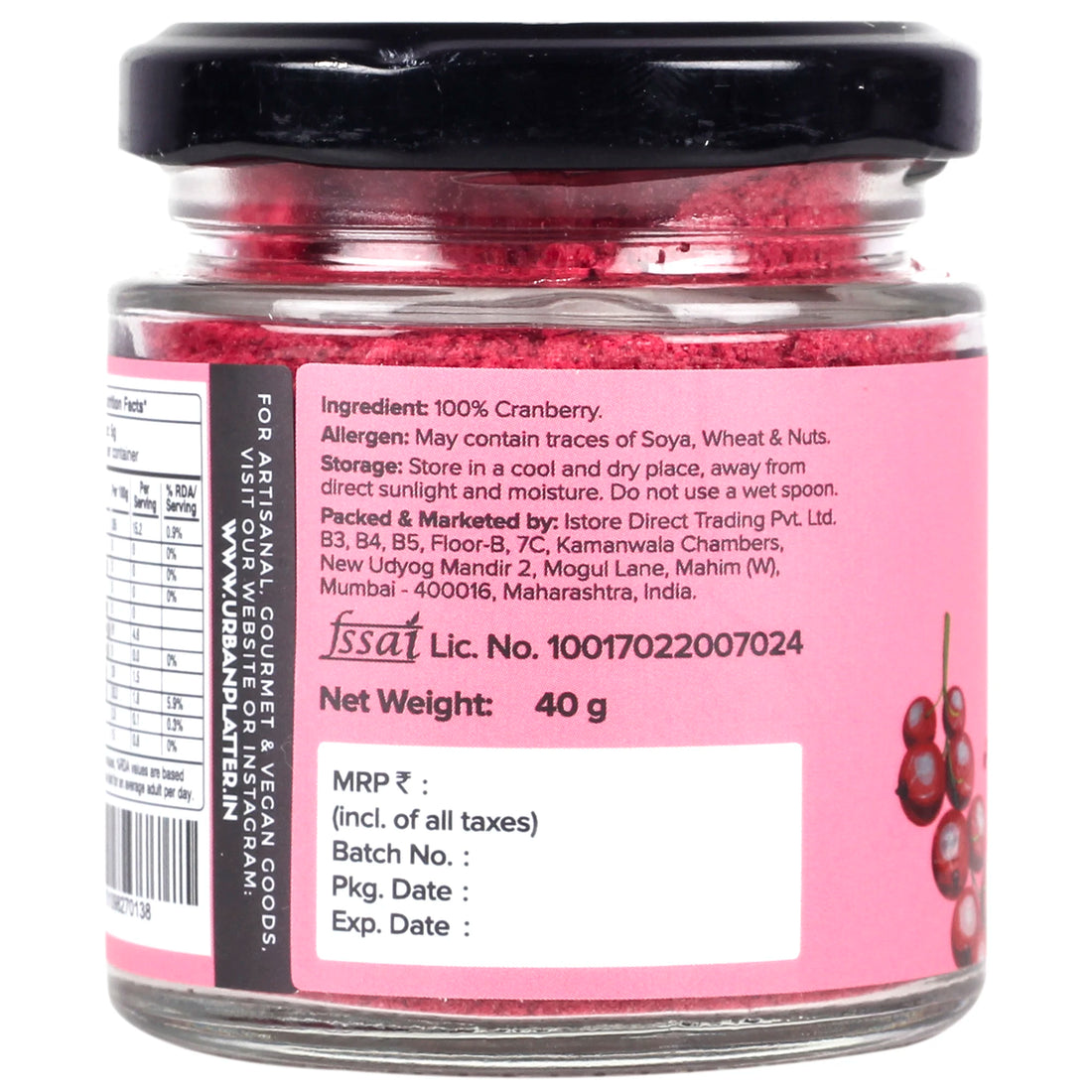 Cranberry Powder | Freeze Dried – Urban Platter – 40gm