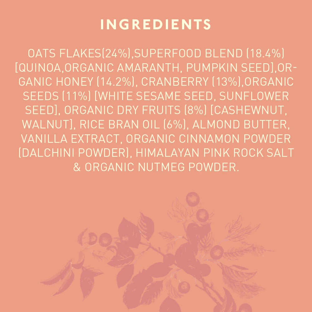 Granola | Cranberry Super Grain Granola - High Protein, Rich In Fiber, Lactose Free & Fat Free – Nourish Organics - 300gm