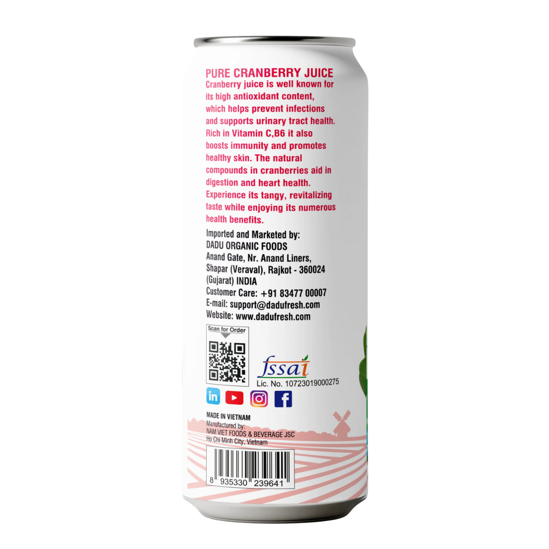 Juice | Cranberry Juice – No Added Sugar, No Preservatives & No Concentrate – Dadu Fresh – 320ml
