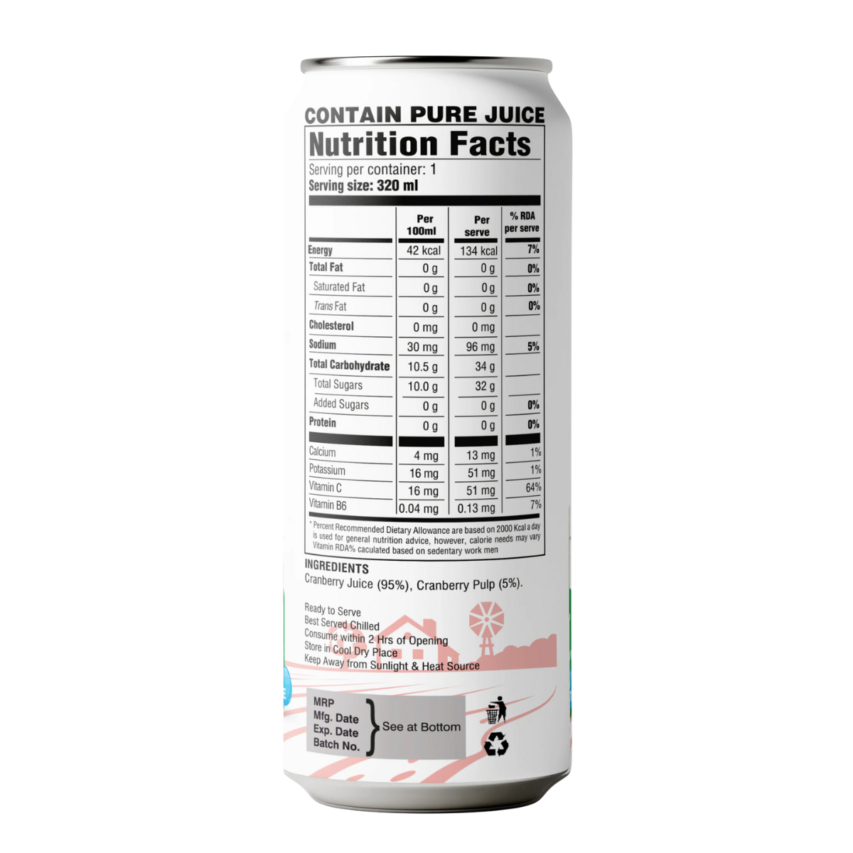 Juice | Cranberry Juice – No Added Sugar, No Preservatives & No Concentrate – Dadu Fresh – 320ml