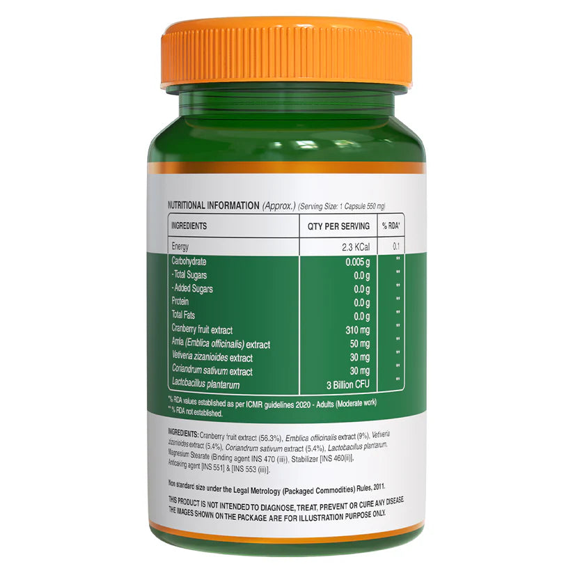 Cranberry Capsules | (Cranberry & Amla Extract With Herbs And Probiotics) – 550mg – For Boosting Immune System And Strengthening Urological Health – Supports UTI Prevention & Promotes Antioxidant Health – Pure Nutrition – 60 Capsules