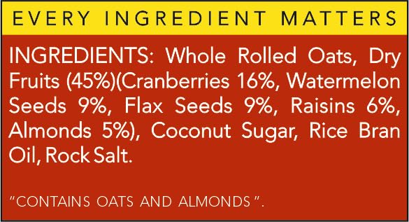 Granola | Cranberry Queue Granola - 45% Dry Fruit - Vegan & Gluten Free - The Nibble Box - 500gm