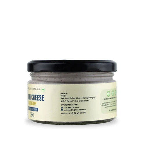 Cream Cheese | Blueberry (Made From A2 Milk) – Natural – Free Range – No Added Sugar & Preservatives Free – Highland Farms – 200gm