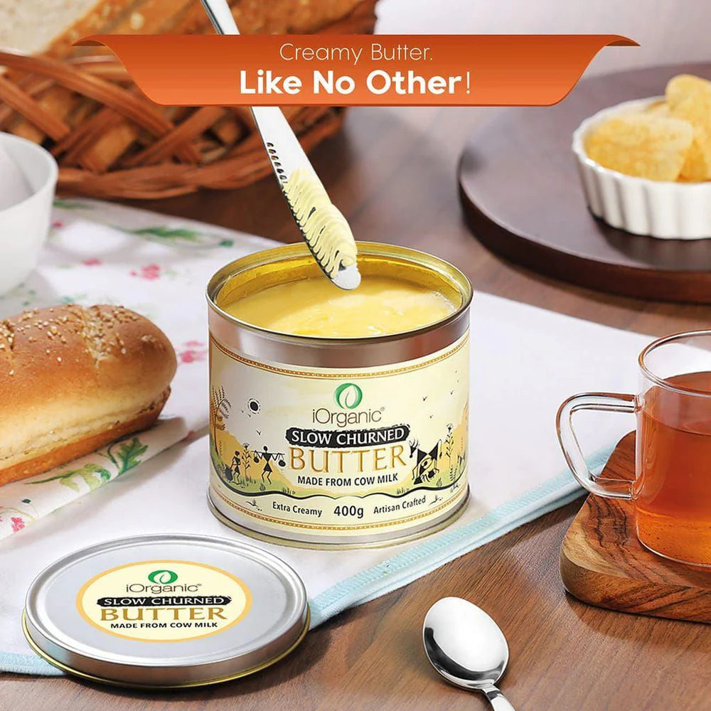 Butter | Slow Churned Butter (Made From Cow Milk) - Extra Creamy - iOrganic - 400gm