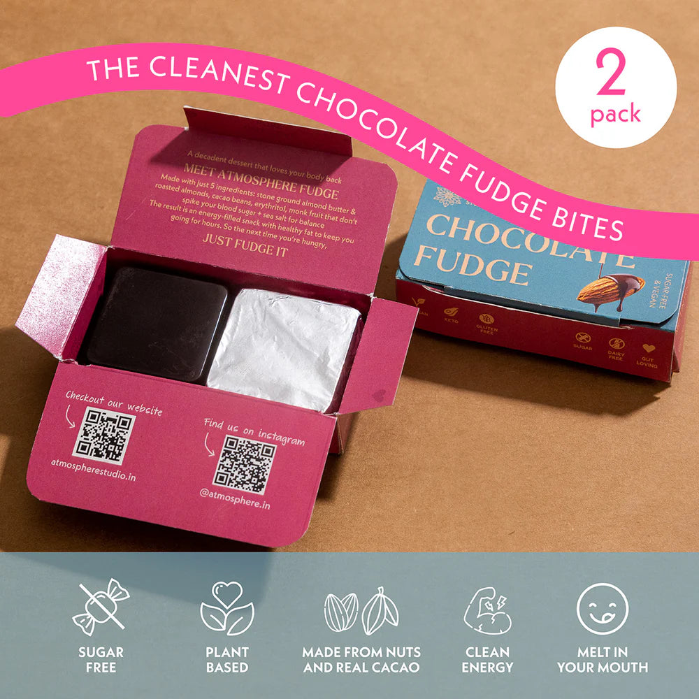 Fudge | Chocolate Almond Crunch Fudge -Gluten Free, Vegan, Keto, Guilt-free Sugar Free & Dairy Free - Atmosphere - 48gm
