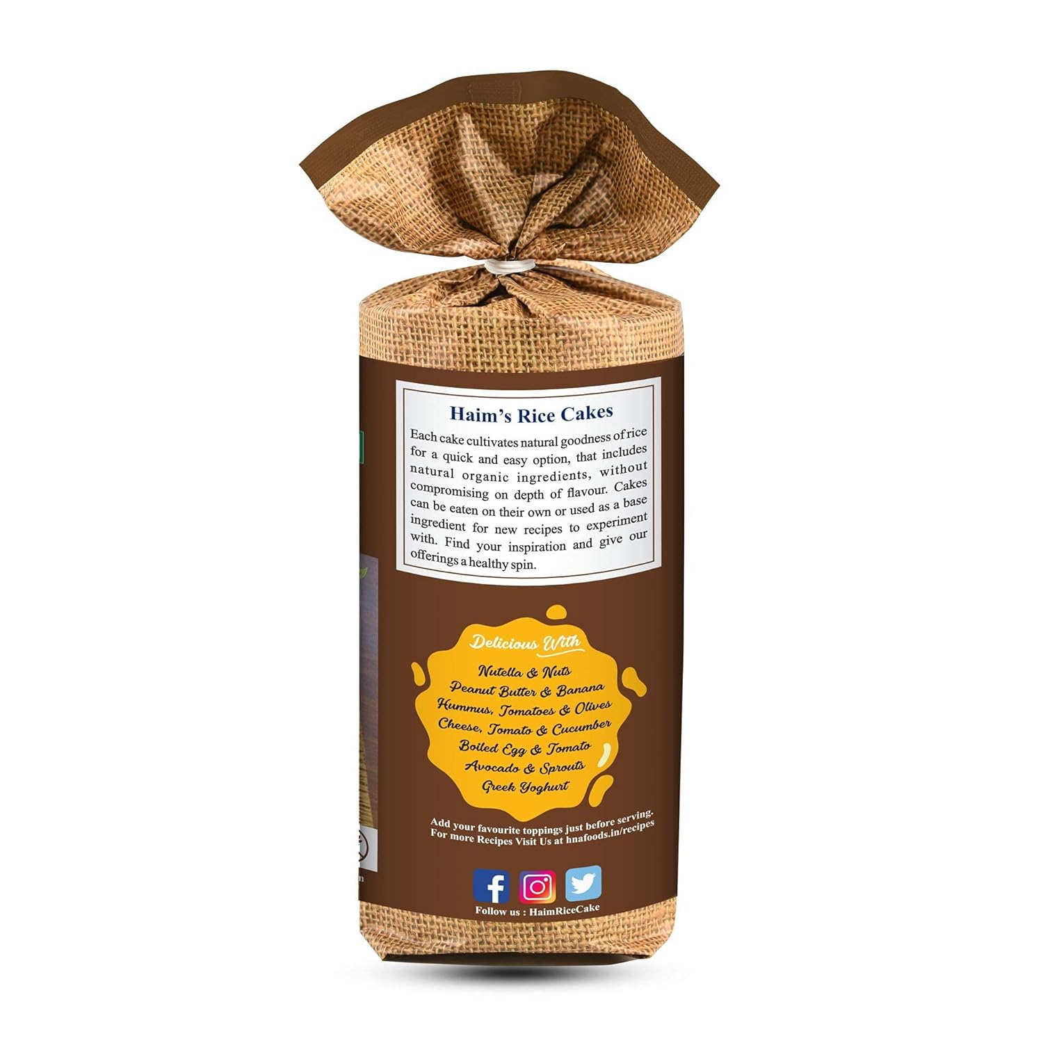 Rice Cake | Crispy Rice Thicks - Wholegrain Brown Rice Cakes - USDA Organic - No Trans Fat & No Added Sugar - Haim - 136gm
