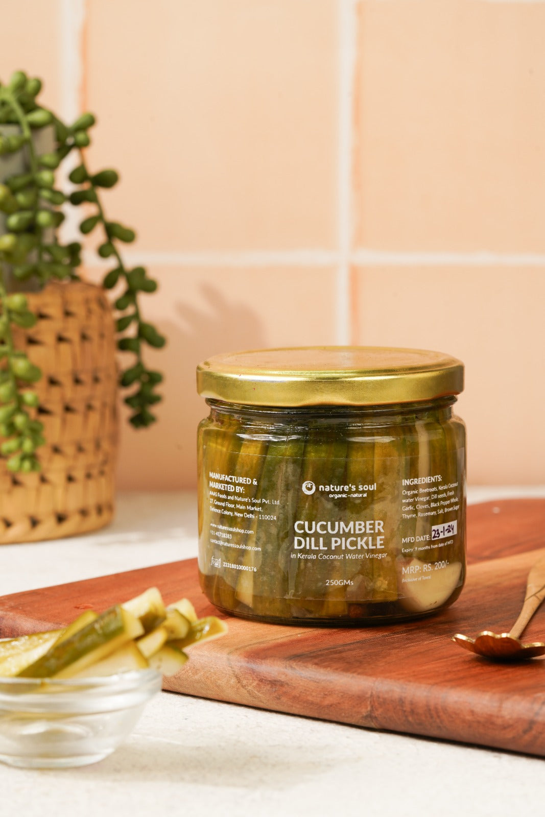 Cucumber Pickle | Cucumber Dill Pickle – In Kerala Coconut Water Vinegar – Nature’s Soul – 250gm