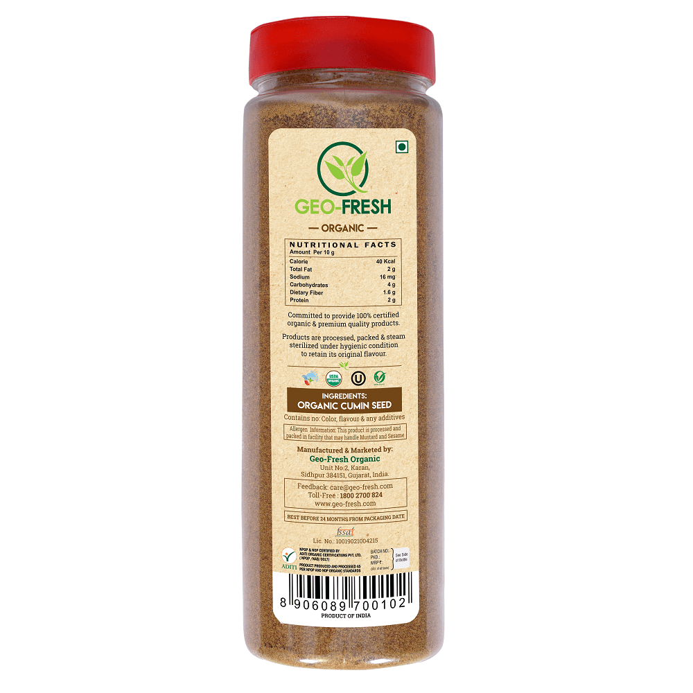 Cumin Whole | USDA Organic - Gmo Free - Geo Fresh - 360gm
