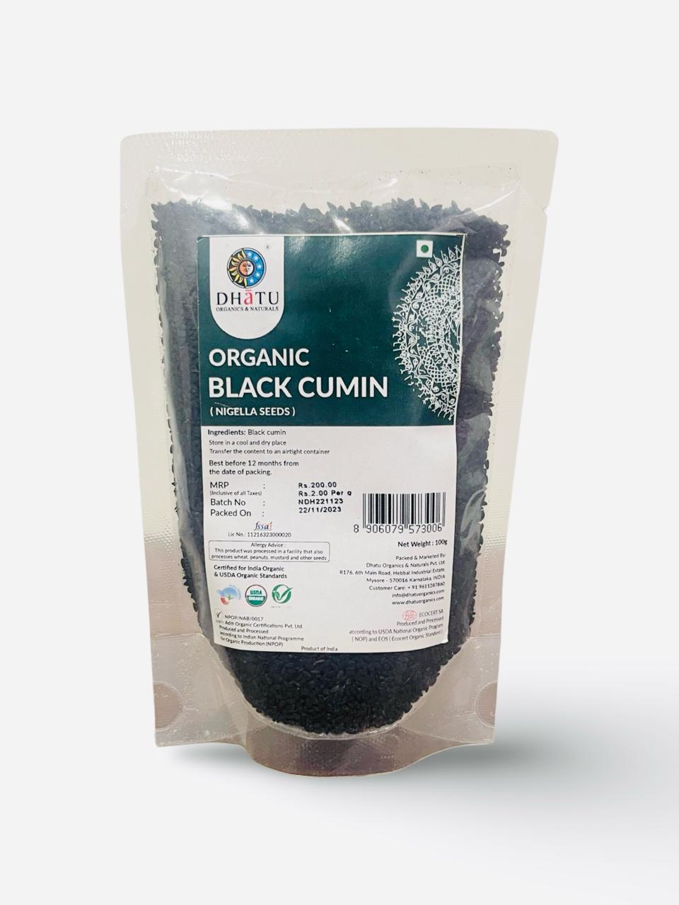 Cumin | Black - (Nigella Seeds) - Organic - Dhatu Organic - 100gm