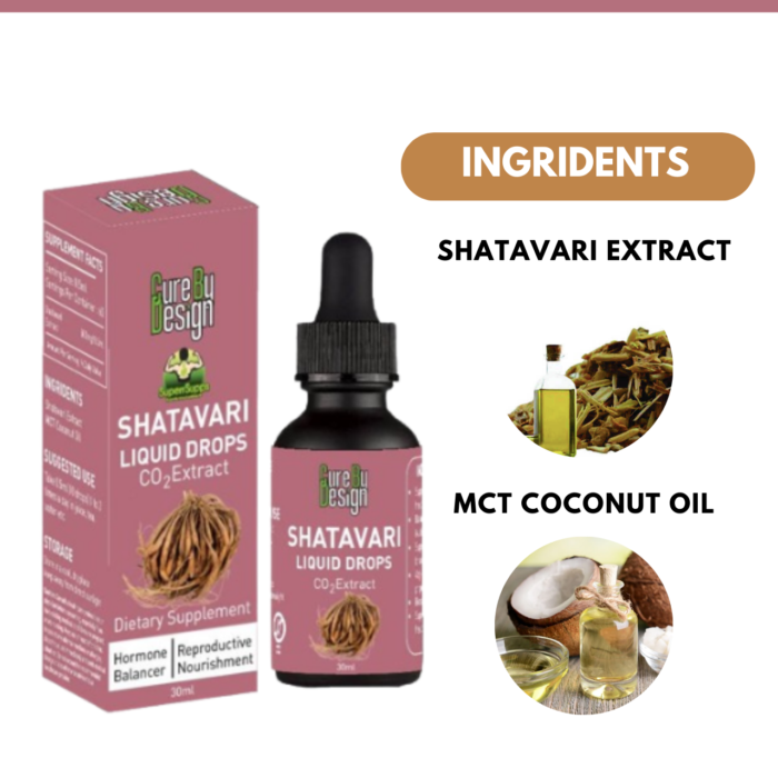 Liquid Drops | Shatavari Liquid Drops ( Co2 Extract )-Dietary Supplement, Harmone Balancer, Reproductive Nourishment- Cure By Design - 30ml
