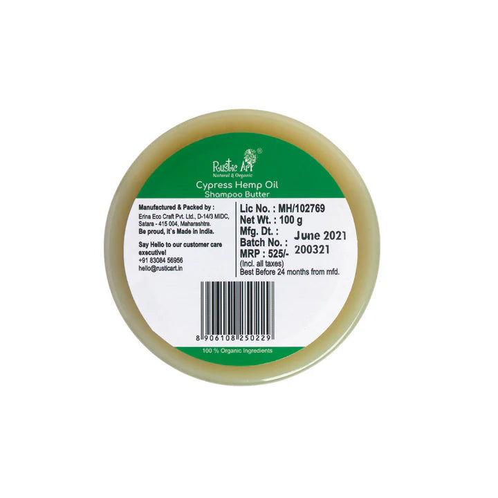 Cypress Hemp Oil Shampoo Butter - Rustic Art - 100gm