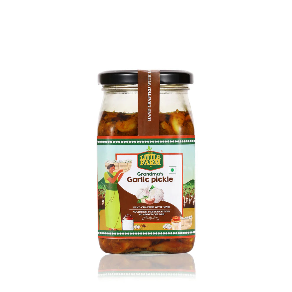 Pickle | Garlic Pickle -No Added Colors, No Added Preservatives – The Little Farm – 450gm