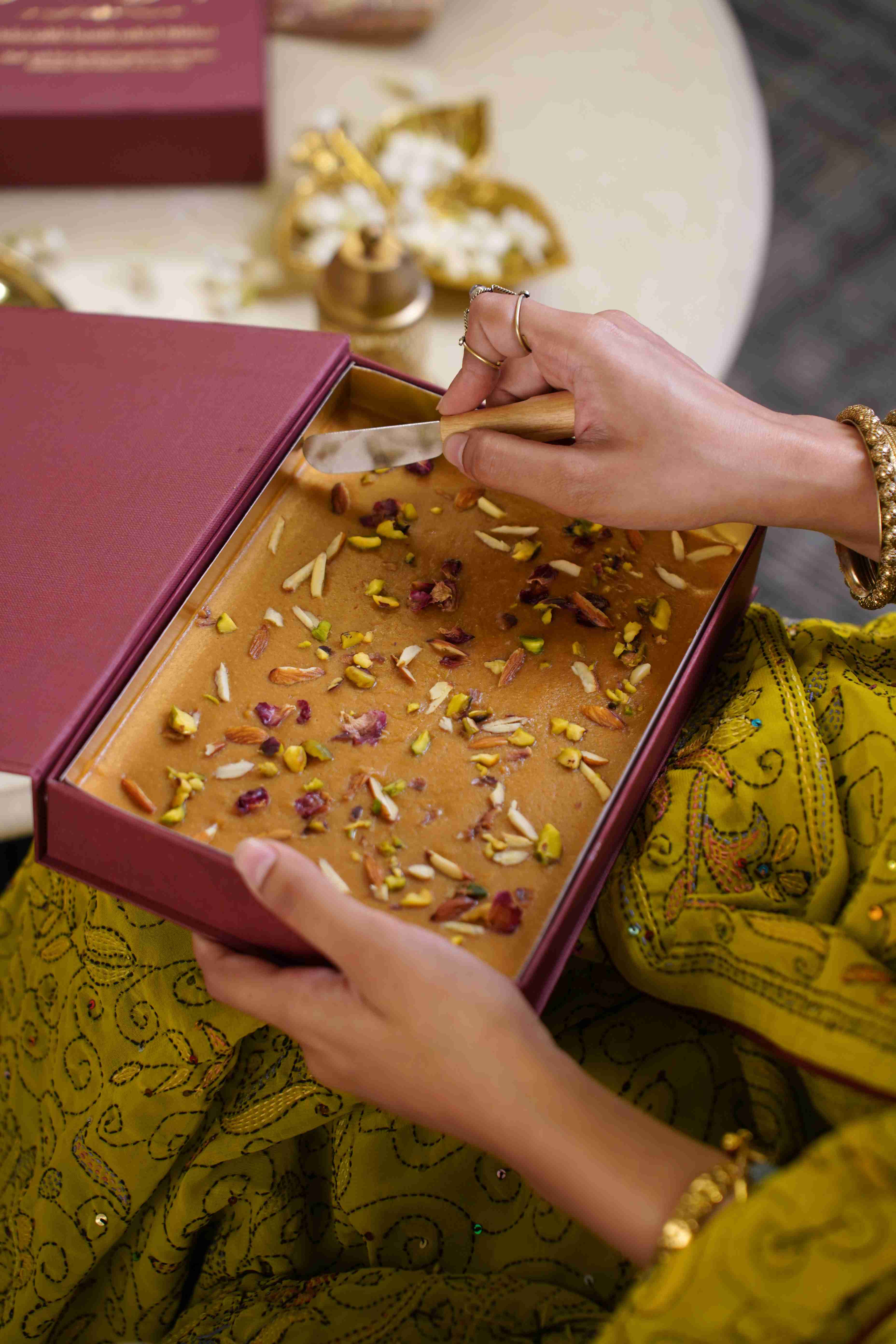 Besan Barfi - With A Wooden Knife - Gluten Free & Refined Sugar Free - 1000gm