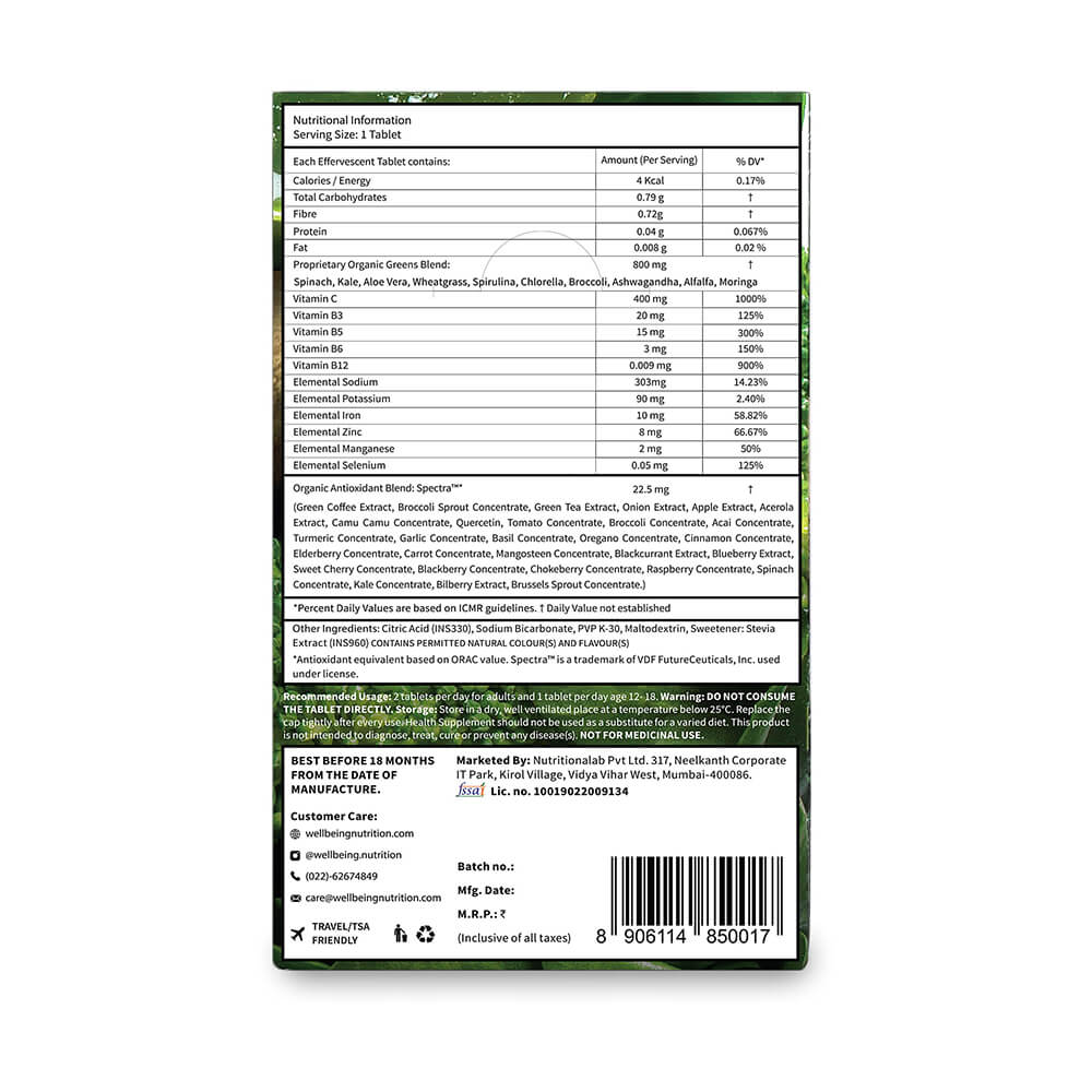Daily Greens - Wellbeing Nutrition - 15 Tablets