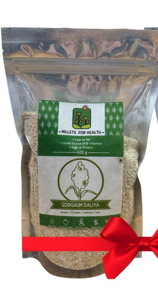 Jowar Sorghum Daliya -Jowar Poha - Good Source of B- Vitamins - Gluten Free,Vegan- High Fiber, Low Fat-Unpolished, Chemical Free - Millets for Health - 400gm