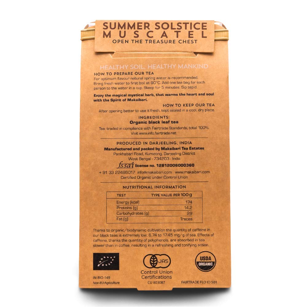 Tea | Summer Solstice Muscatel Organic Darjeeling Second Flush Black Tea - Makaibari - 100gm