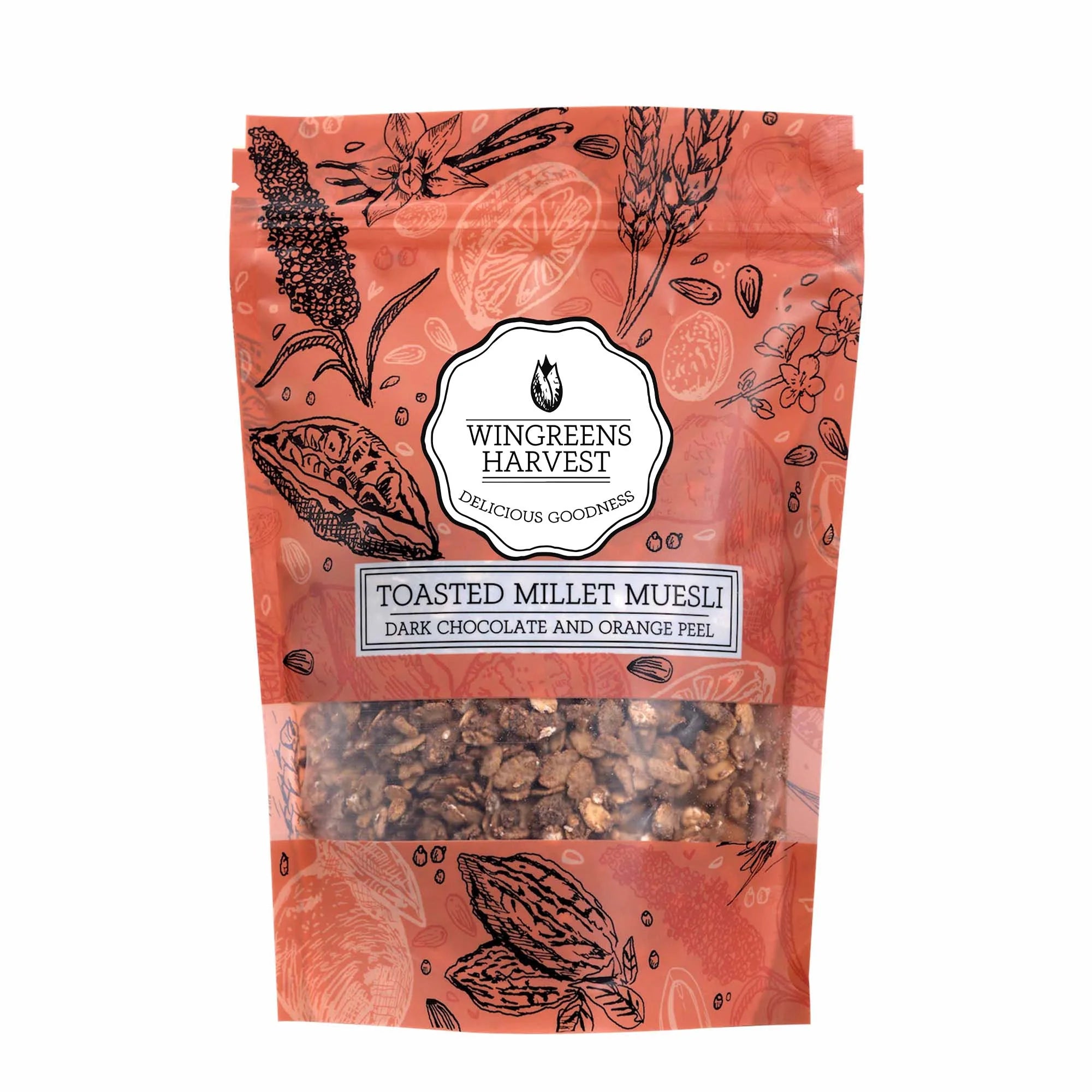 Toasted Millet Muesli - Dark Chocolate & Orange Peel - Wingreens Harvest - 250gm