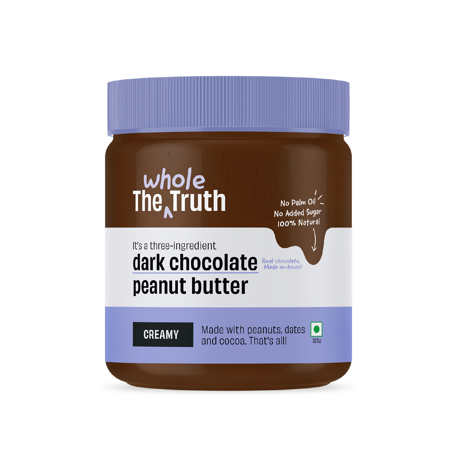 Peanut Butter | Dark Chocolate - Creamy - No Added Sugar - The Whole Truth - 325gm
