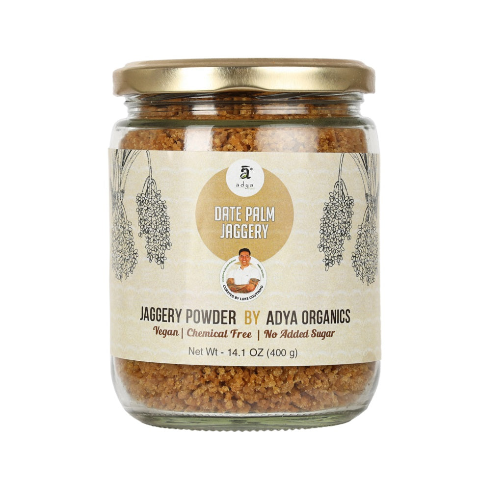 Jaggery Powder | Date Palm Jaggery - Organic - Vegan, Chemical Free & No Added Sugar - Adya Organic - 400gm