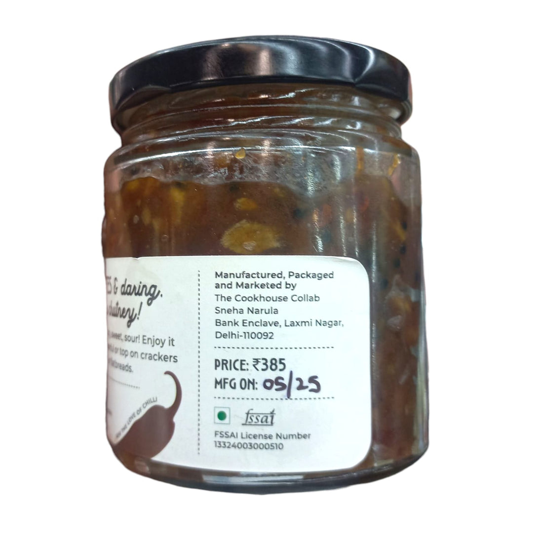 Chutney | Date Chutney - Made With Organic Ingredients - No Added Preservatives & No Additives - The Cook House Collab - 330gm