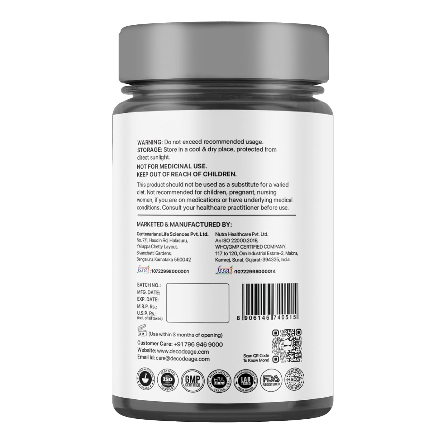 MAG7 | Seven Complex Magnesium - Aids Relaxation, Recovery & Blood Pressure Regulation - Vegan, Gluten Free, Soy Free, Sugar Free, Non GMO & No Artificial Sweeteners - Decode Age - 60 Capsules