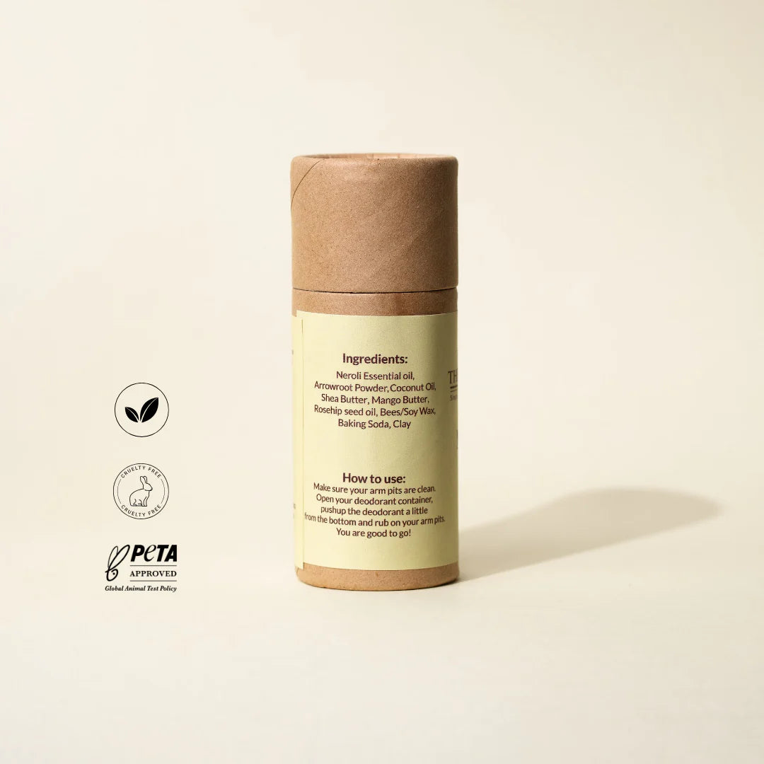 Deodorant | Neroli Deodorant – Vegan, No Artificial Fragrances, Parabens Free & No Added Preservatives – The Bare Bar – 60gm