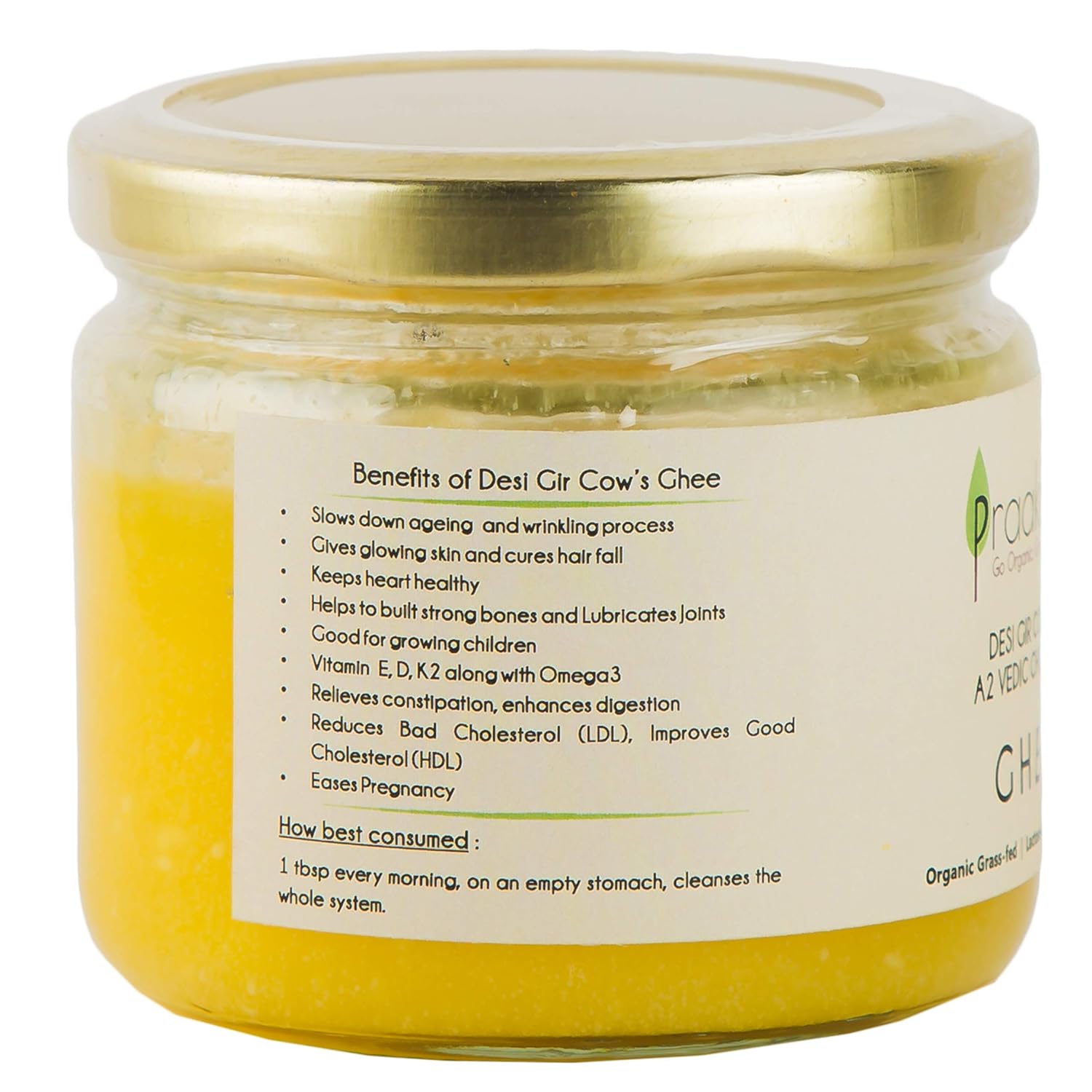Ghee | Organic Grass Fed Desi Gir Cow A2 Ghee - Lactose Free – Praakritik – 250ml