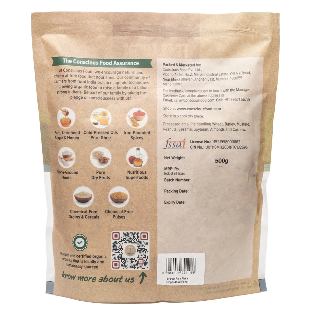 Poha | Brown Rice Flakes (Desi Poha) - Conscious Food - 500gm