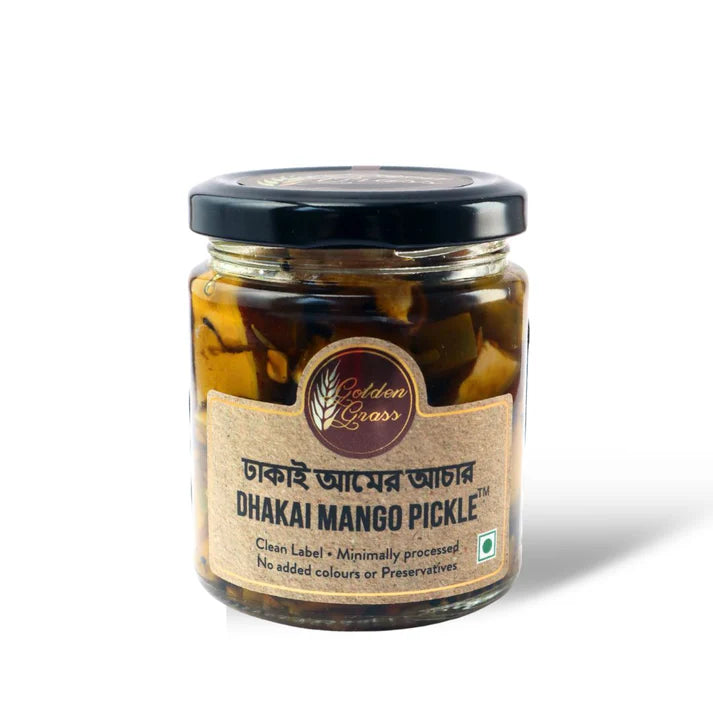Pickle | Dhakai Mango Pickle (Home Made With Probiotic Goodness) – 100% Natural - No Added Colour & No Added Preservatives – Golden Grass – 200gm