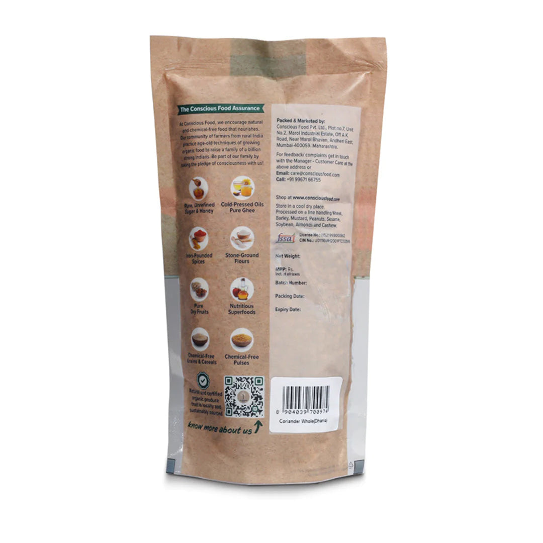 Coriander Whole - Conscious Food - 100gm