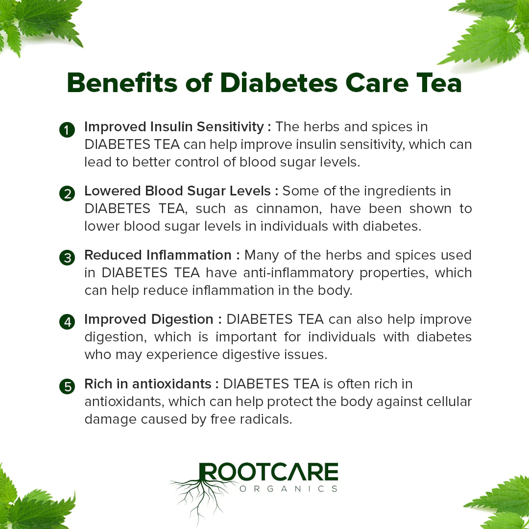 Tea | Diabetes Care (With The Goodness Of Ashwagandha, Amla, Jamun, And 15 Others Herbs & Spices) - Organic - No Added Sugar & No Added Preservatives - Root Care - 100gm