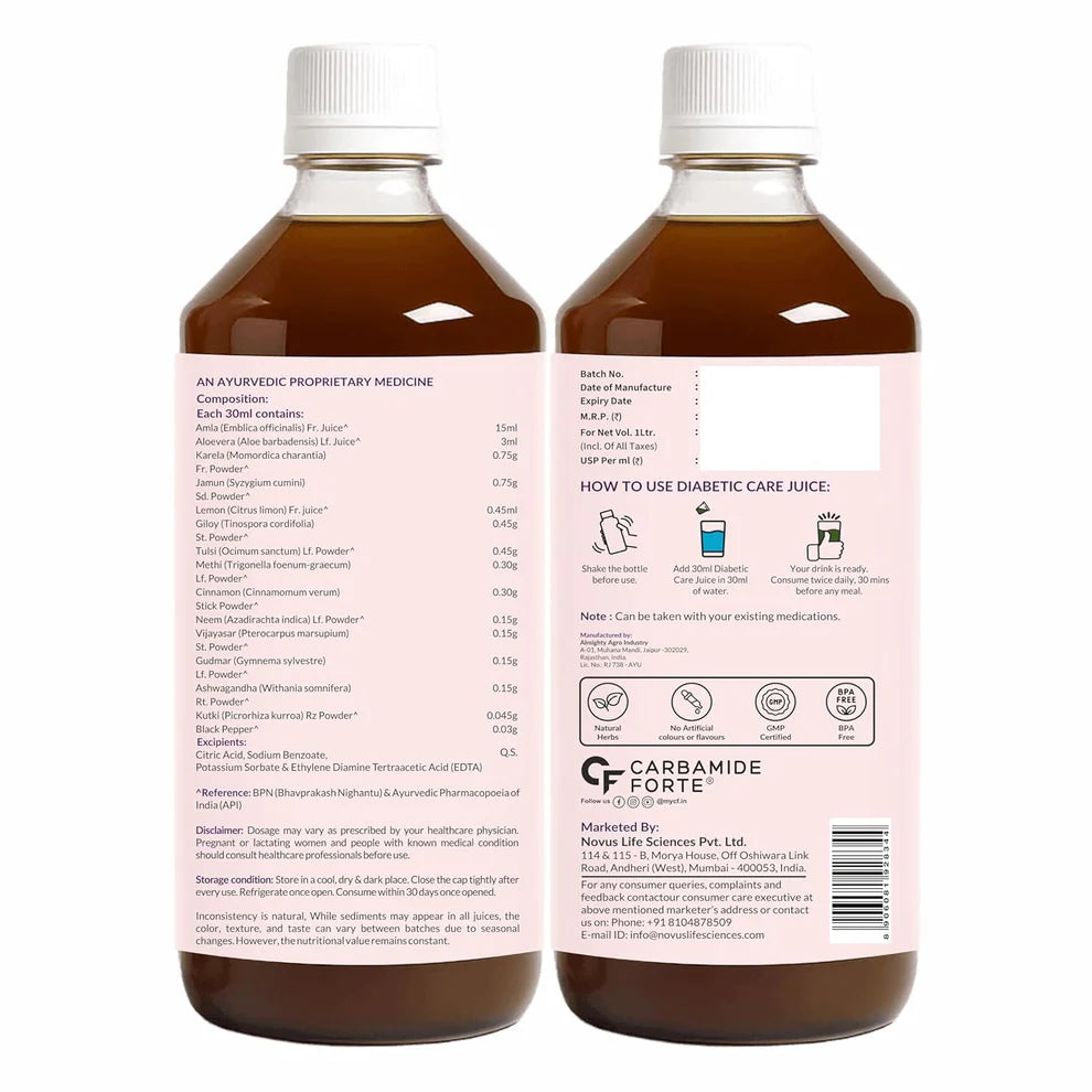 Diabetic Care Juice – Ayurvedic Heart & Lipid-No Added Sugar-Carbamide Forte-1000ml