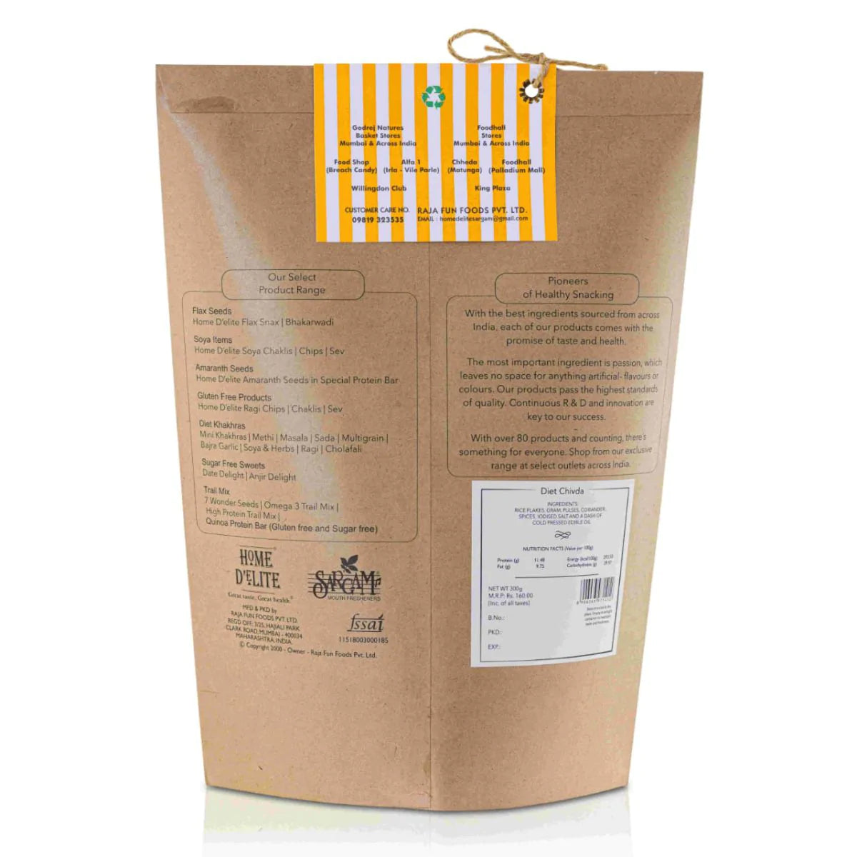 Diet Chivda – Natural - Indian - Home D’elite – 270gm
