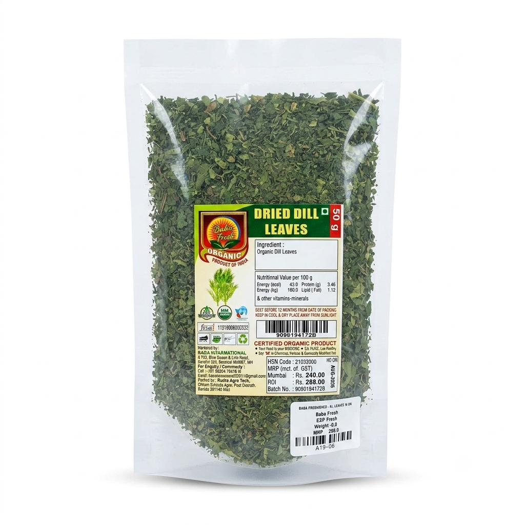 Dill Leaves | Dried - USDA Organic - Baba Fresh - 50gm