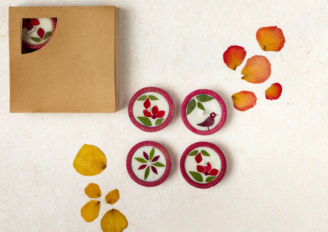 Diya | Earthern (Small Set) - Handcrafted – Eco Friendly Soy Wax, No Chemical & No Harmful Fumes – Nature&