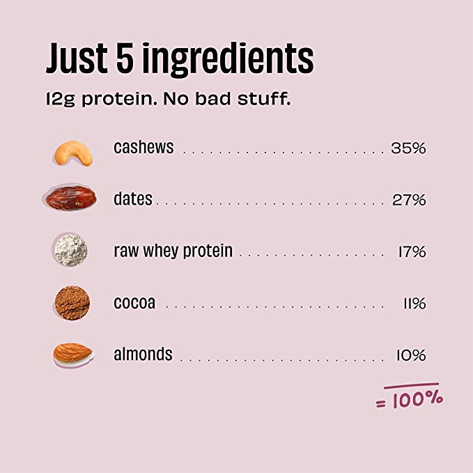 Protein Bar | Double Cocoa (Made With Cocoa, Dates, Cashew, Almond) - 12 g Protein - No Refined Sugar - The Whole Truth – 52gm
