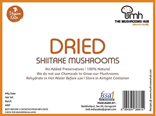 Dried Shiitake Mushrooms | 100% Natural - Chemical Free & No Added Preservatives - The Mushroom Hub - 100gm