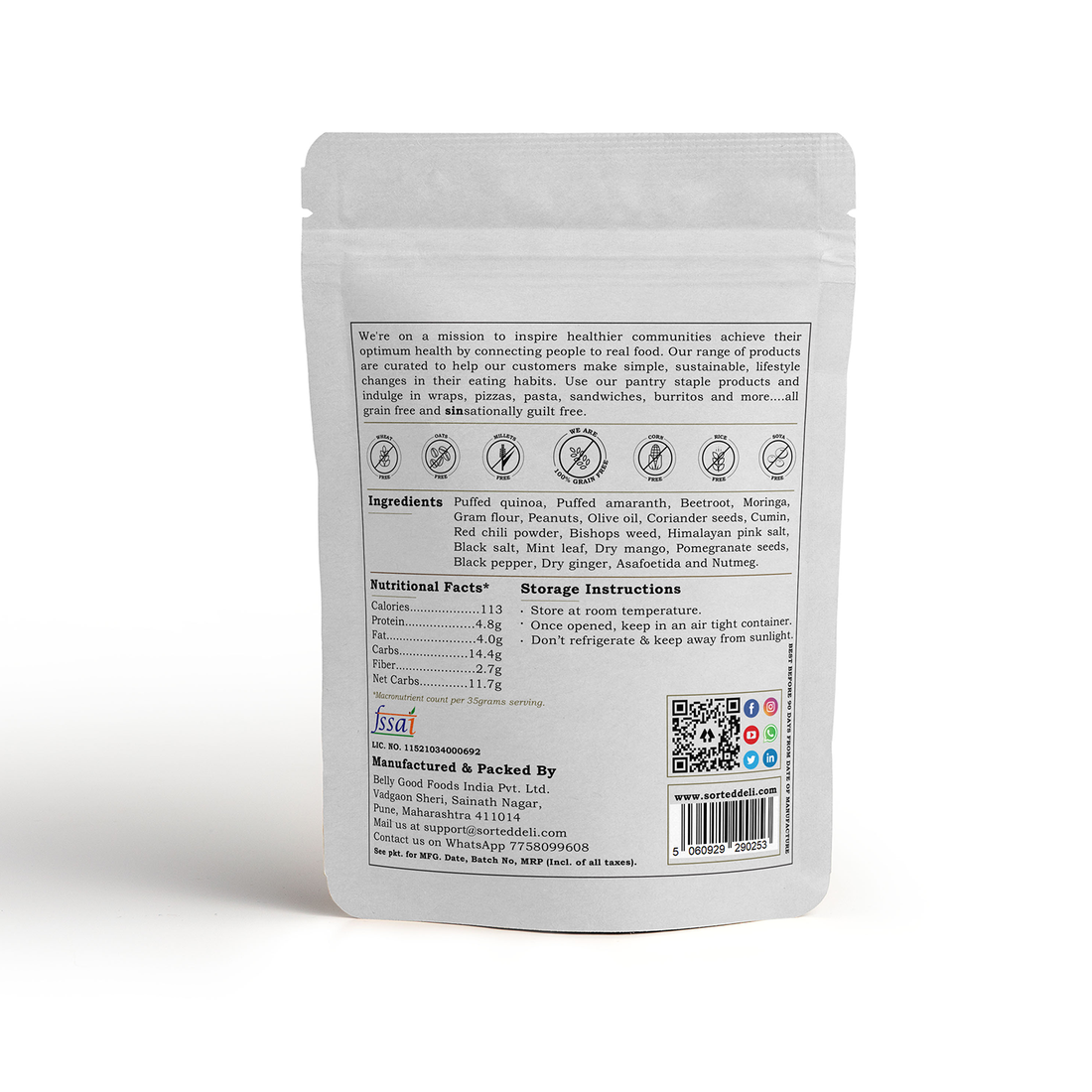 Bhel Mixture | Dry - Gluten Free, Grain Free, Diabetic Friendly, Non Gmo, High In Fibre & No Maida - Get Sorted - 200gm