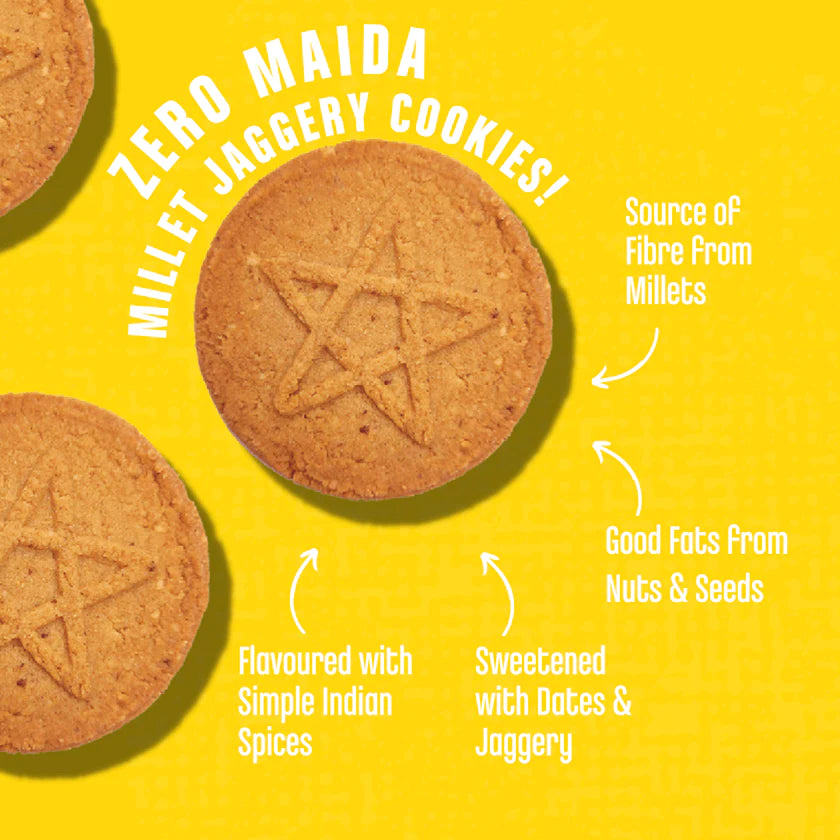 Millet Cookies |Dry Fruits & Seeds (Millet Jaggery Cookies) – Gluten Free, No Added Refined Sugar, No Maida & No Soda - Early Foods - 130gm