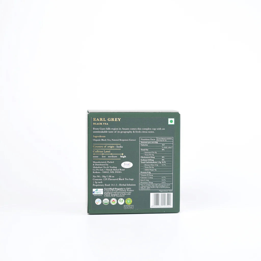 Tea | Earl Grey Tea (Black Tea) – USDA Organic - Luxmi Estates - 25 Tea Bags